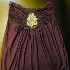Purple strapless babydoll with Rhinestone Crest